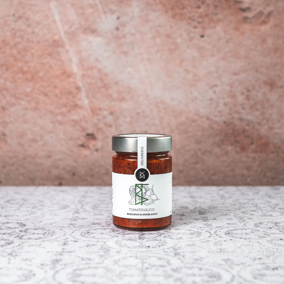 Deligreece Tomatensugo Basilikum & Knoblauch (330g) - Gourmet Markt