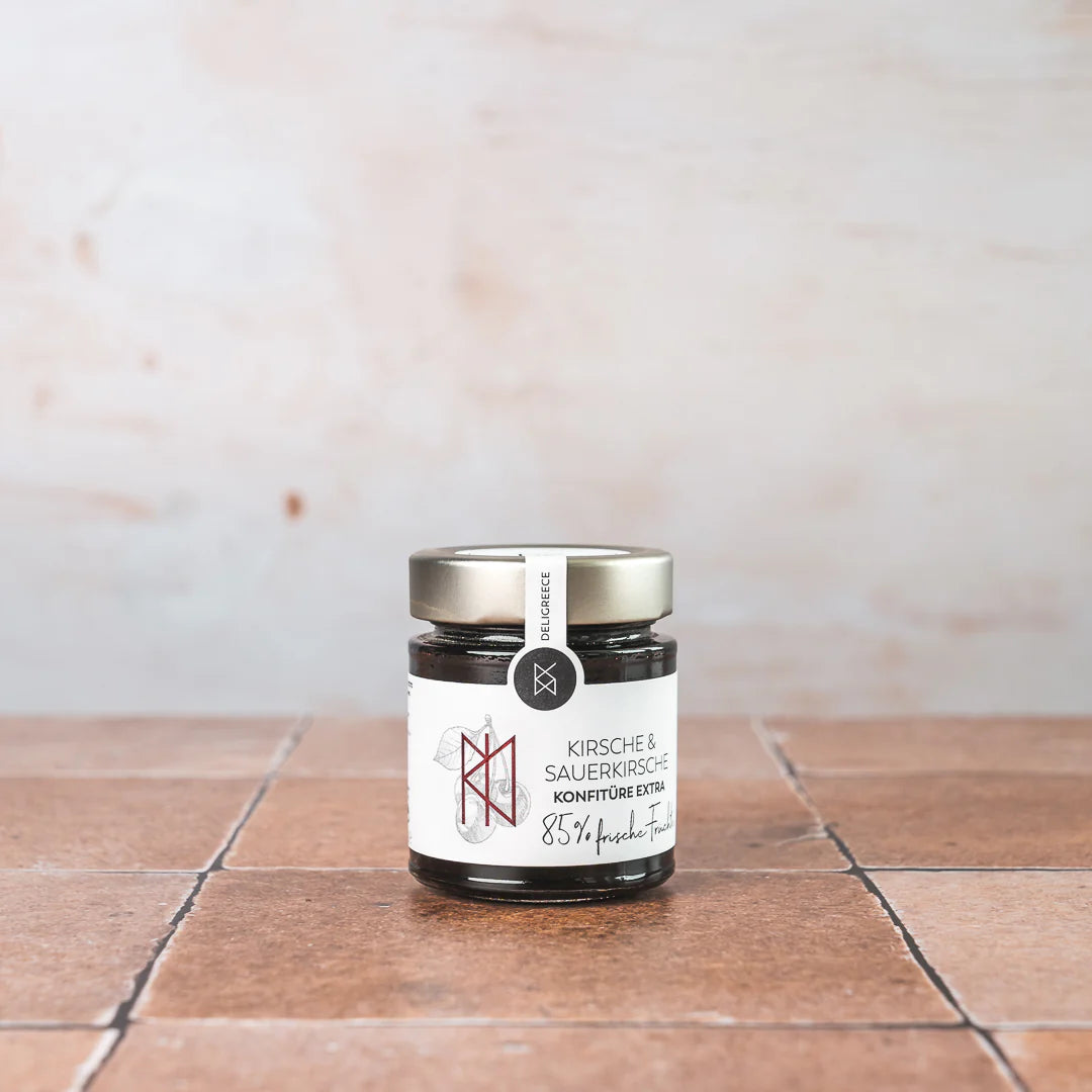 Deligreece Kirsche & Sauerkirsche Konfitüre 85% (180g) - Gourmet Markt