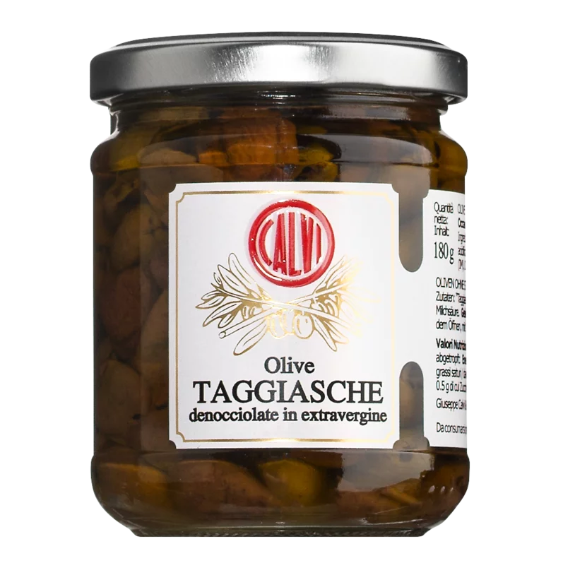Calvi Taggiasca Oliven in nativem Olivenöl extra, ohne Stein (180g) - Gourmet Markt