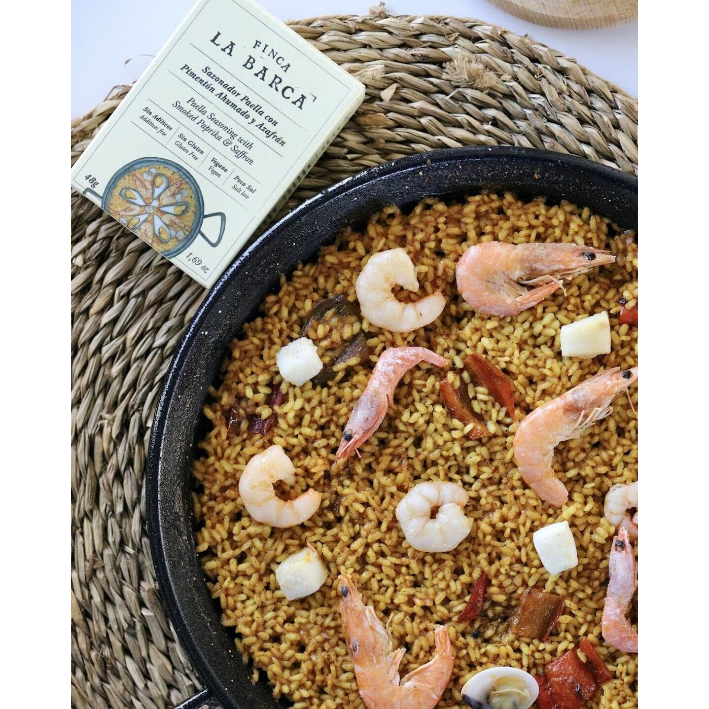 Finca La Barca Paella Gewürz mit geräuchertem Paprika und Safran (48g) - Gourmet Markt