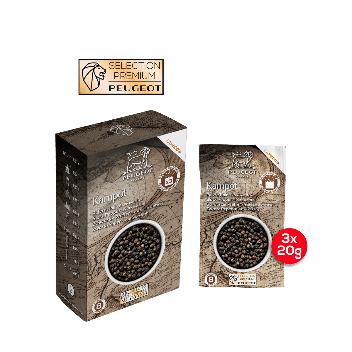 Peugeot Saveurs Kampot roter Pfeffer aus Cambodia (60g) - Gourmet Markt