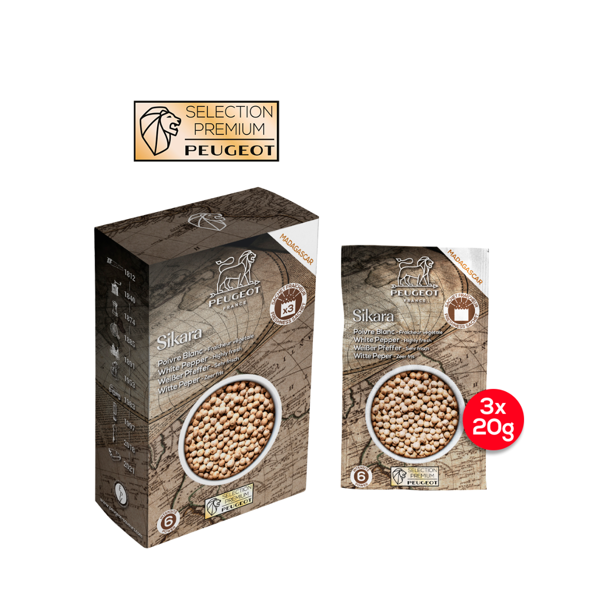 Peugeot Saveurs Sikara weißer Pfeffer aus Madagaskar (60g) - Gourmet Markt