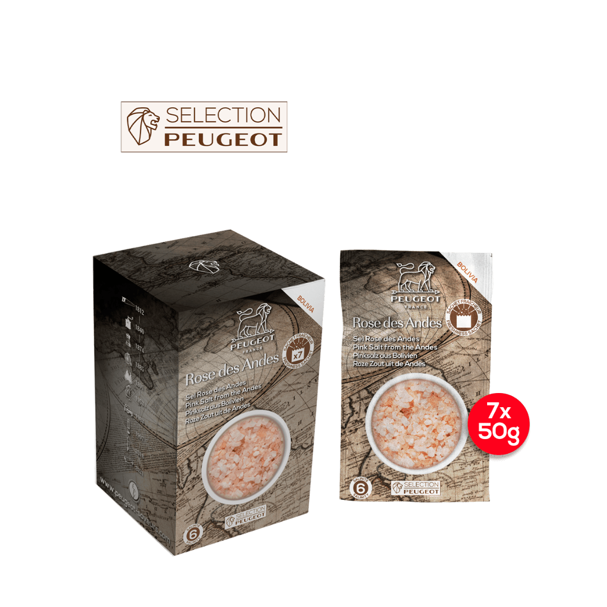 Peugeot Saveurs Pinksalz grobes rosa Kochsalz aus Bolivien (350g) - Gourmet Markt