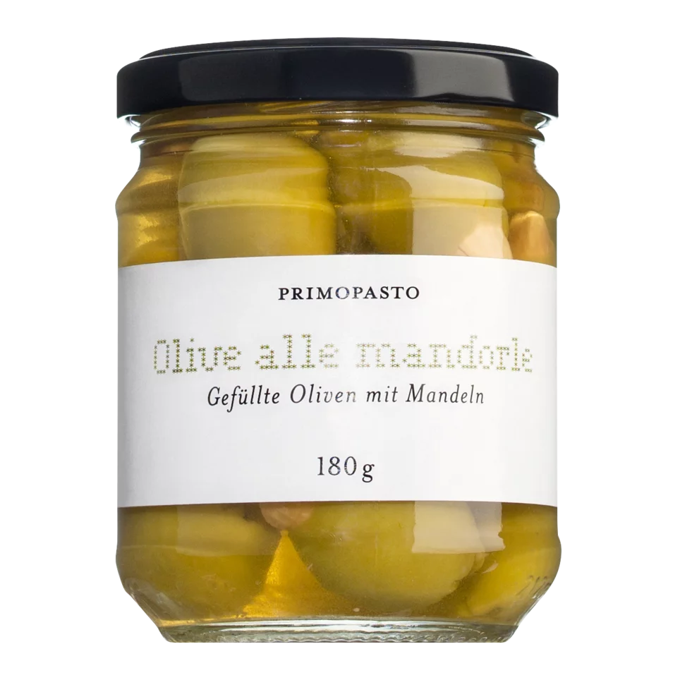 Primopasto Gefüllte Oliven mit Mandeln (180g) - Gourmet Markt