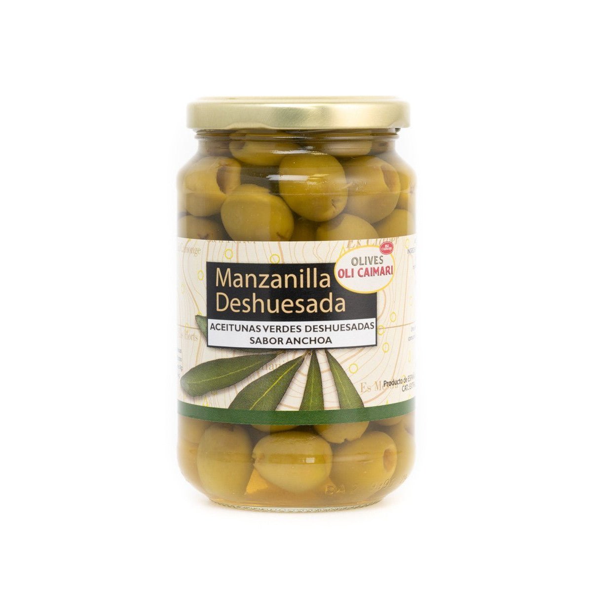 Entkernte grüne Oliven mit Anchovis Geschmack (160g) - Gourmet Markt - Olives Oli Caimari