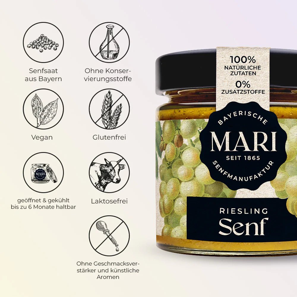 Mari Senfmanufaktur Riesling Senf (180ml) - Gourmet Markt