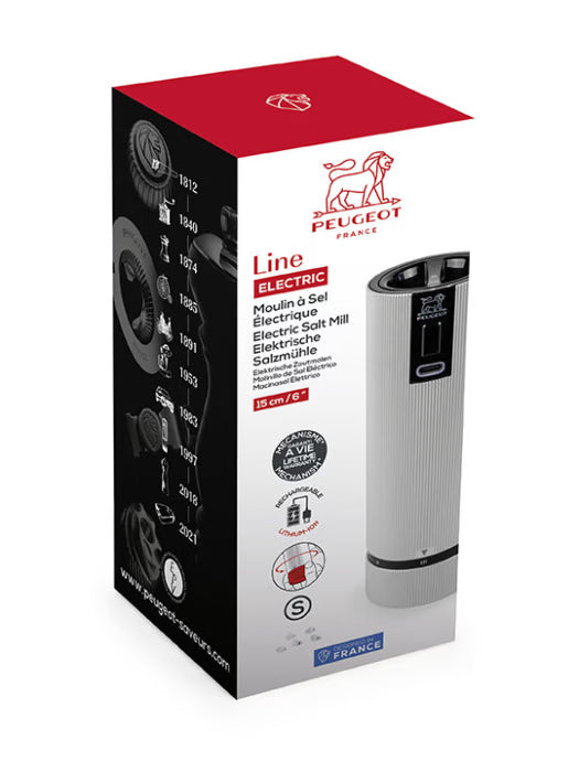 Peugeot Saveurs Line Elektrische Salzmühle Aluminium 15cm - Gourmet Markt
