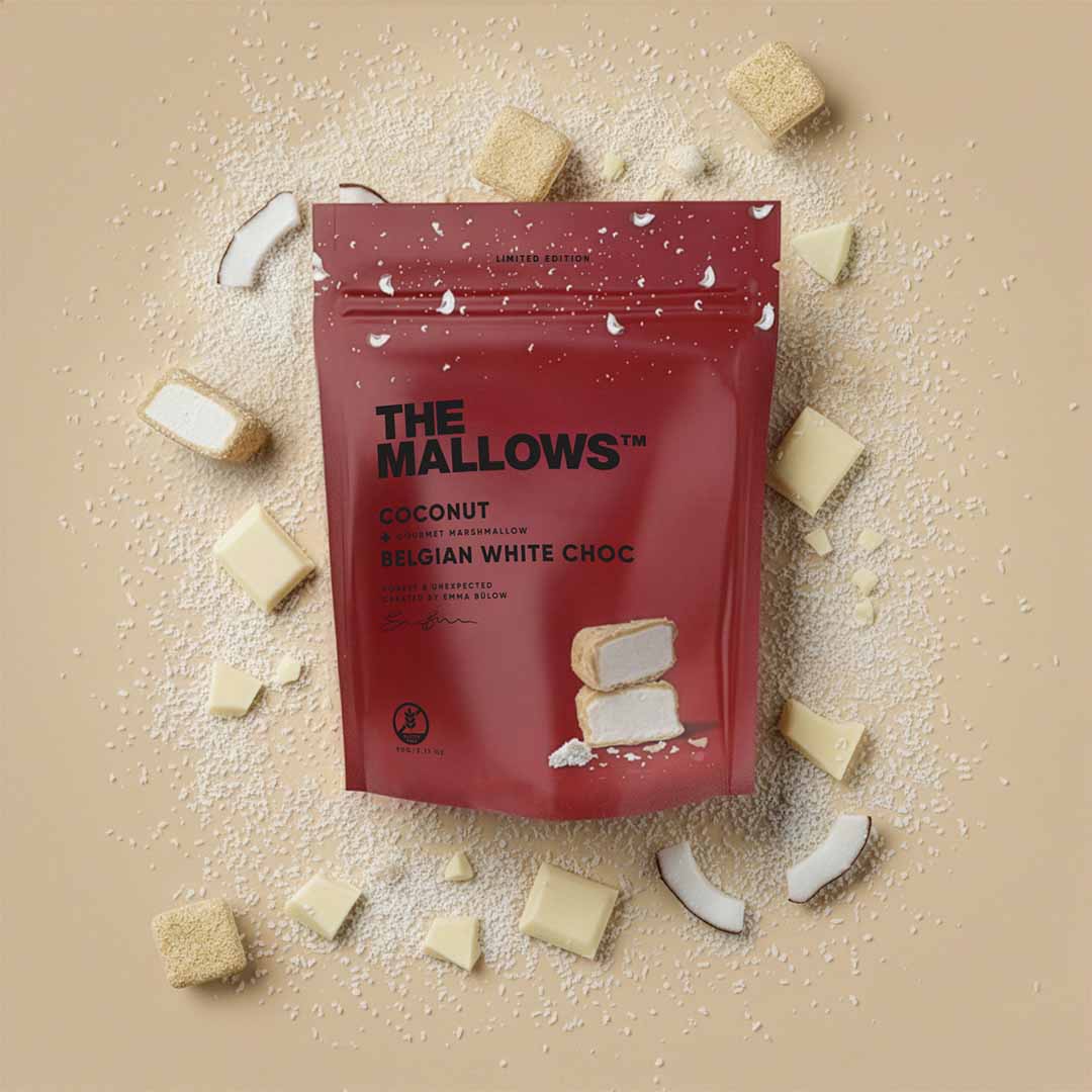 The Mallows Coconut + White Choc Marshmallows (90g) - Gourmet Markt