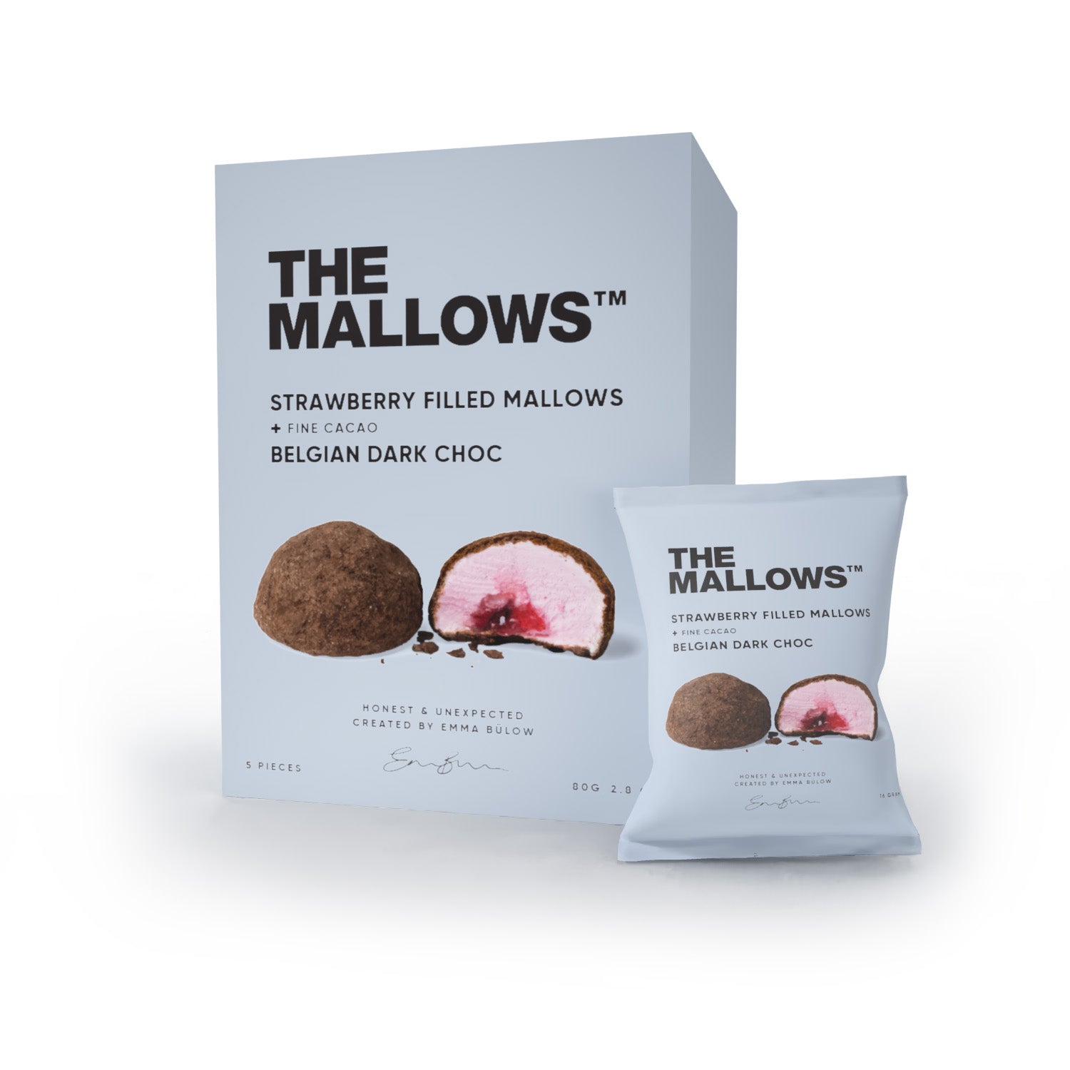 Strawberry filled & Belgian dark choc Marshmallows (80g)