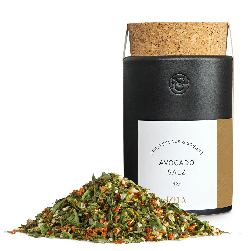 Pfeffersack & Söhne Avocado Salz Keramikdose (45g) - Gourmet Markt