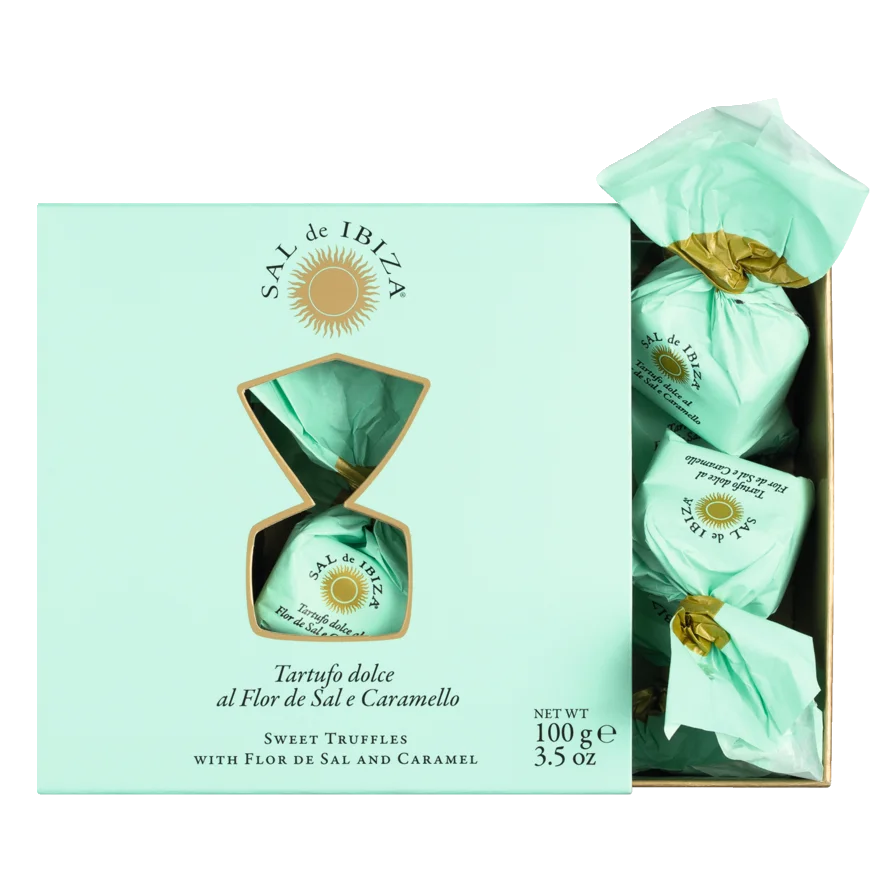 Tartufi dolci Flor de Sal e caramello Geschenkbox (100g)