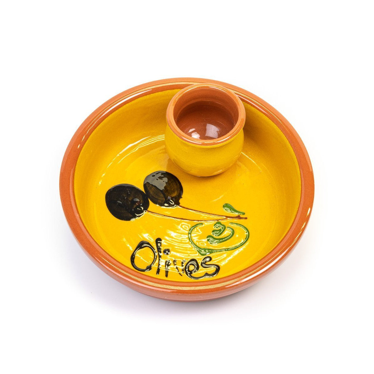 Olivenschale - volllasiert und lackiert gelb (14,5cm) - Gourmet Markt - Gourmet Markt