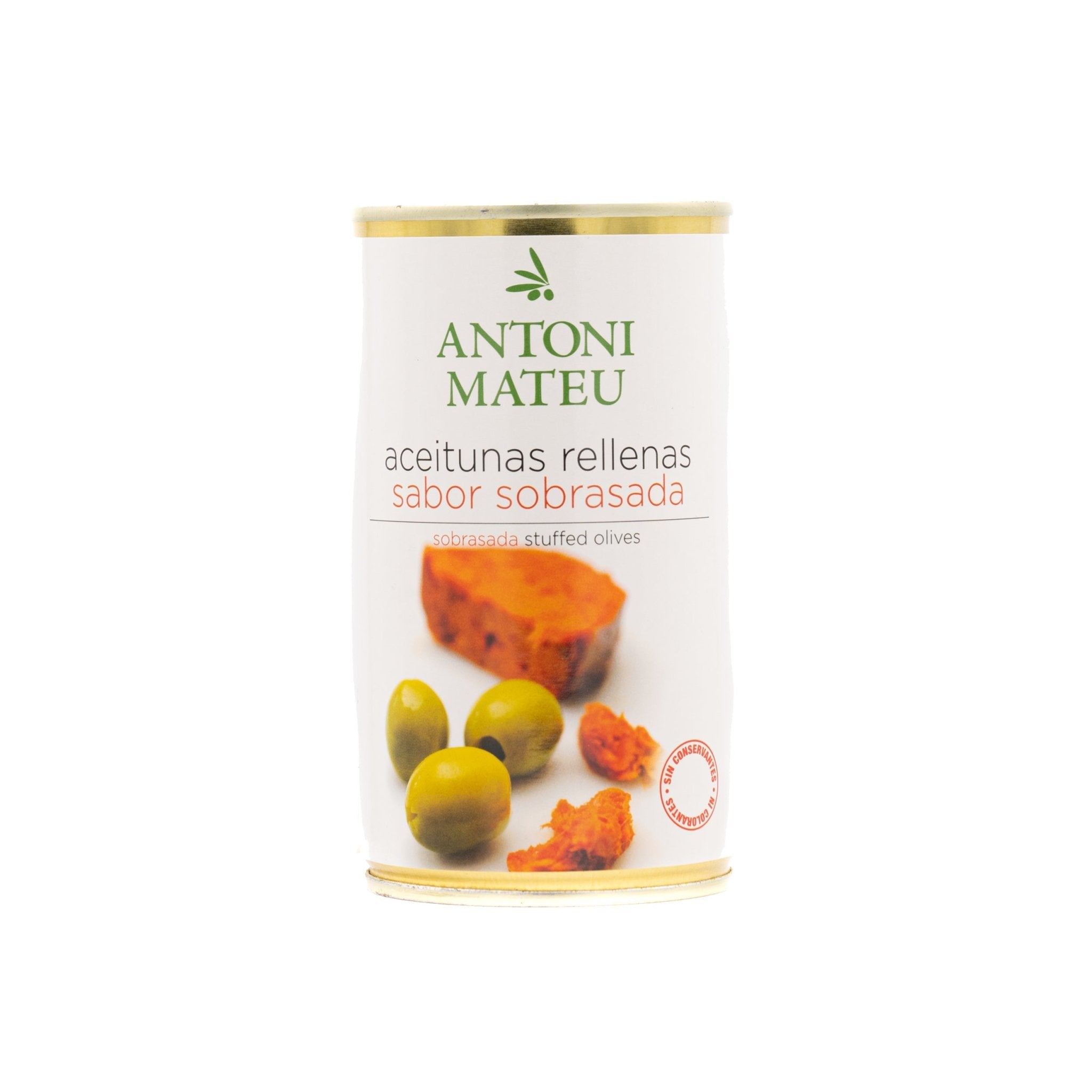 Antoni Mateu grüne Oliven gefüllt mit sobrasada (150g) - Gourmet Markt - Olives Oli Caimari