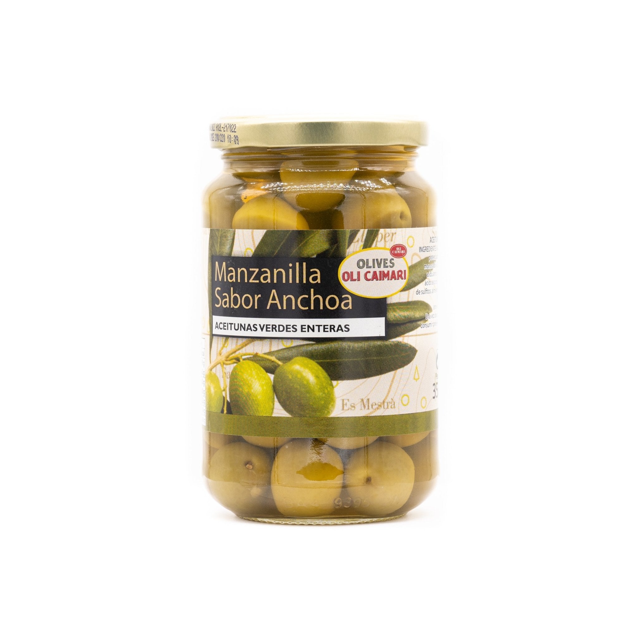 Grüne Oliven mit Anchovis Geschmack (190g) - Gourmet Markt - Olives Oli Caimari