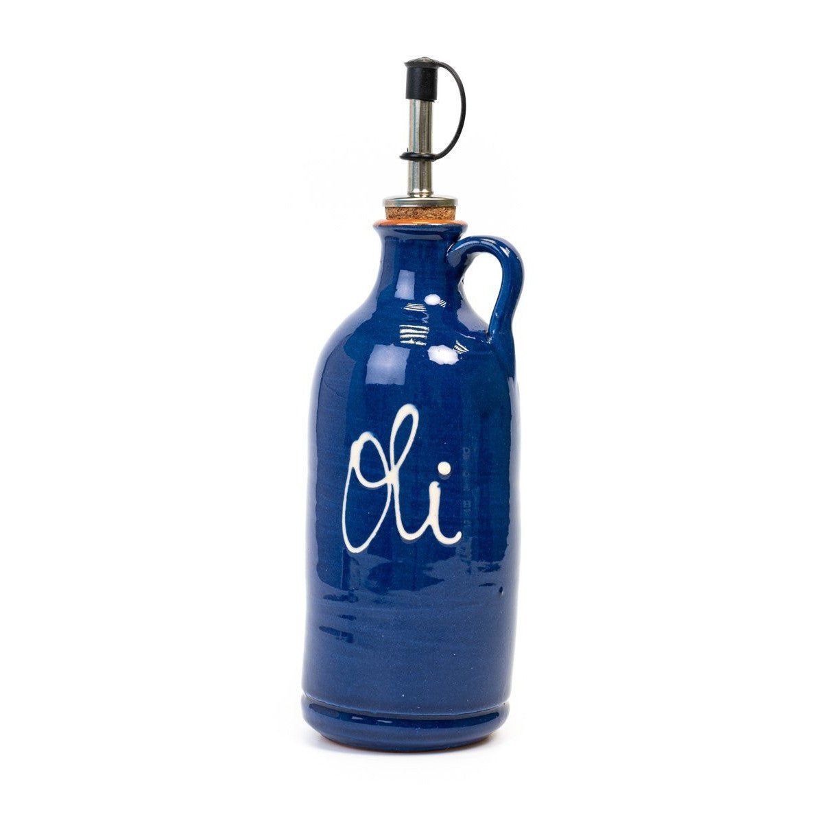 OIivenöl Flasche zum befüllen - volllasiert und lackiert dunkelblau (22cm) - Gourmet Markt - Gourmet Markt