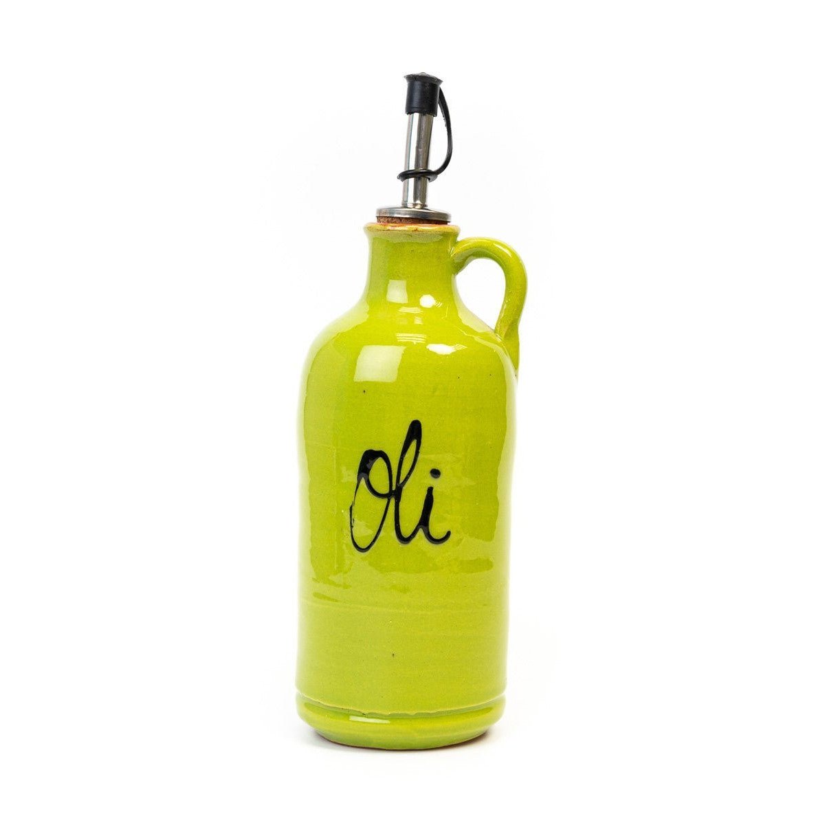OIivenöl Flasche zum befüllen - volllasiert und lackiert hellgrün (22cm) - Gourmet Markt - Gourmet Markt