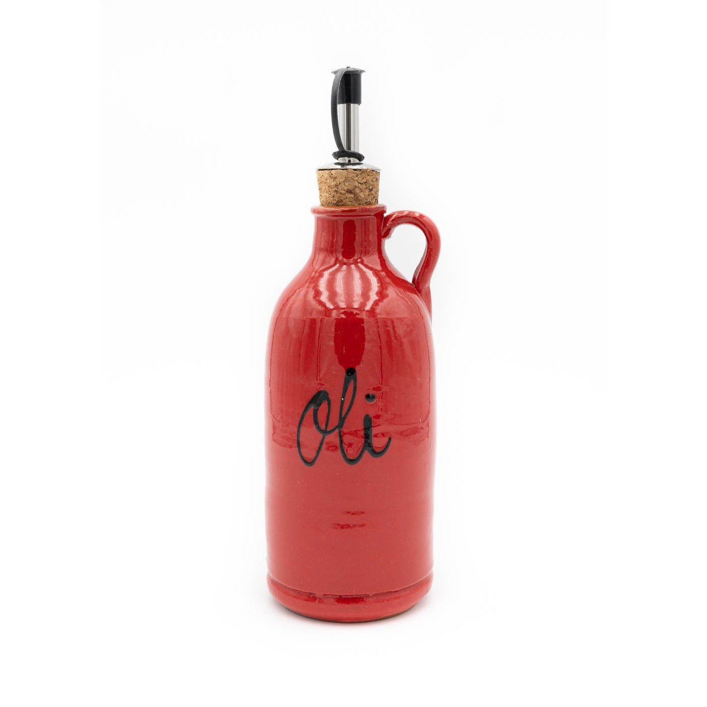 OIivenöl Flasche zum befüllen - volllasiert und lackiert rot (22cm) - Gourmet Markt - Gourmet Markt