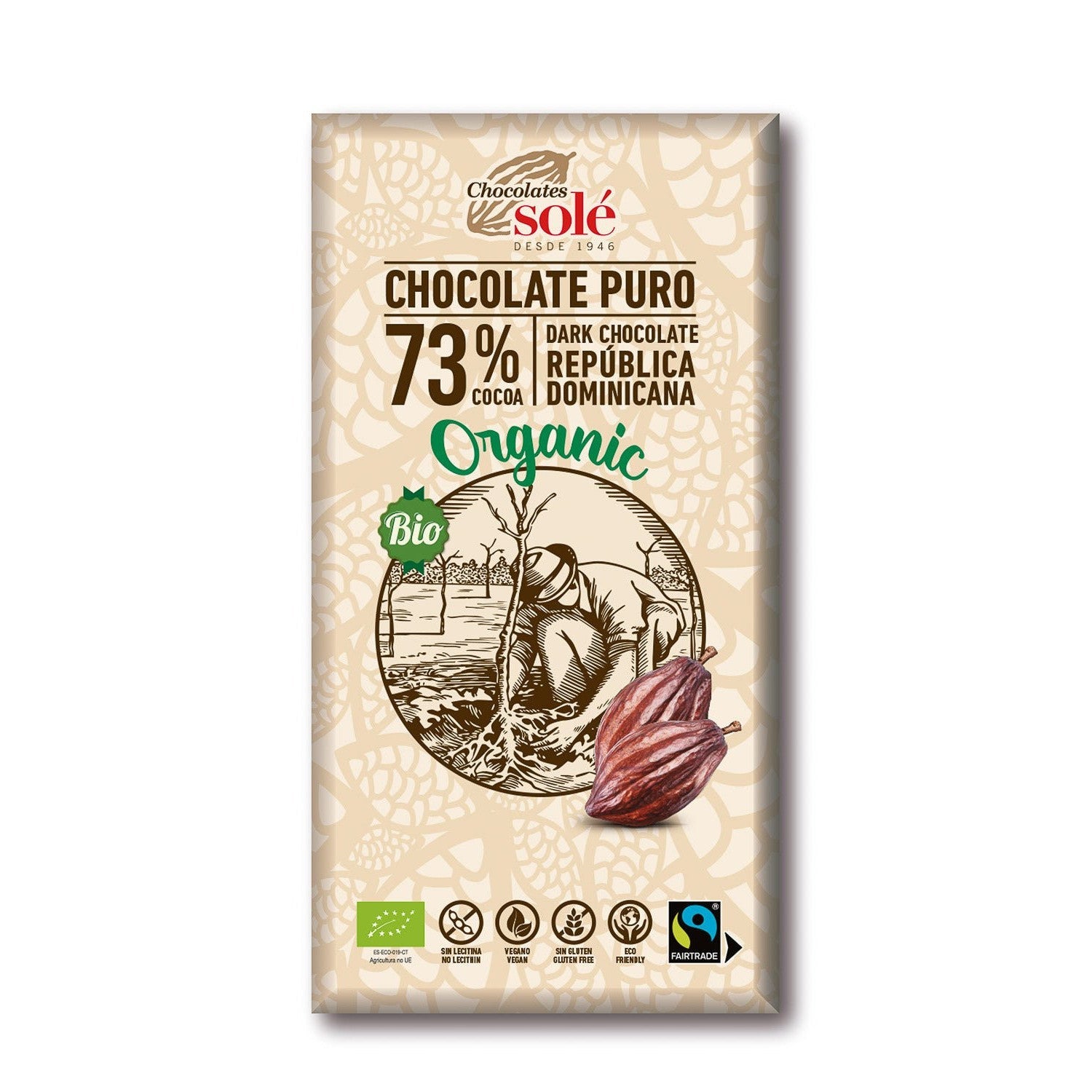 Organic Schokolade 73% (100g) - Gourmet Markt - Chocolates Sole